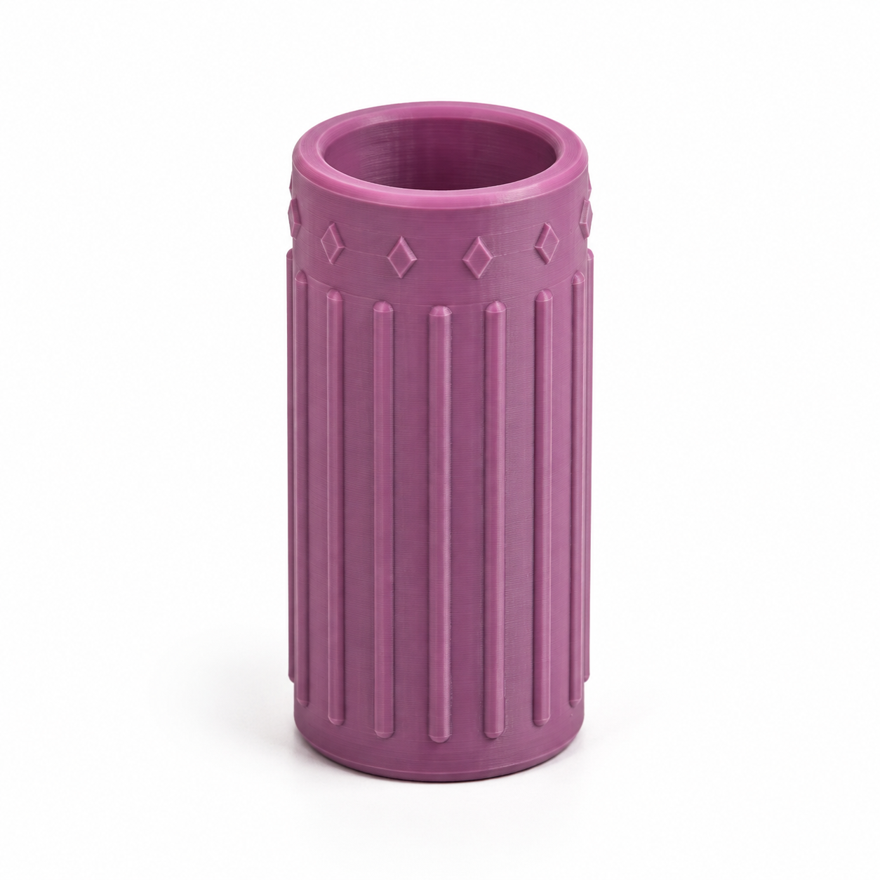 CAD-based finish study of The Fluted Sleeve in Deep plum